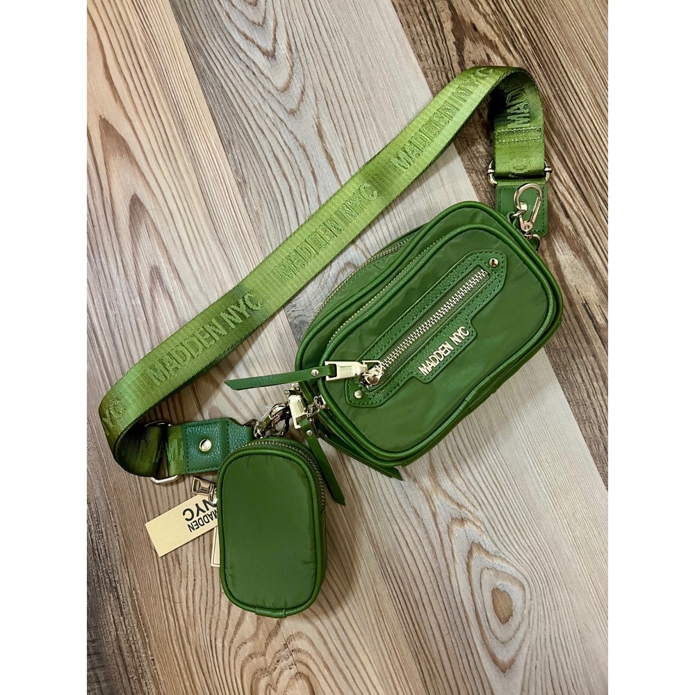 NWT Madden NYC Green Nylon Crossbody Bag with Detachable Pouch 2-in-1 Fanny Pack